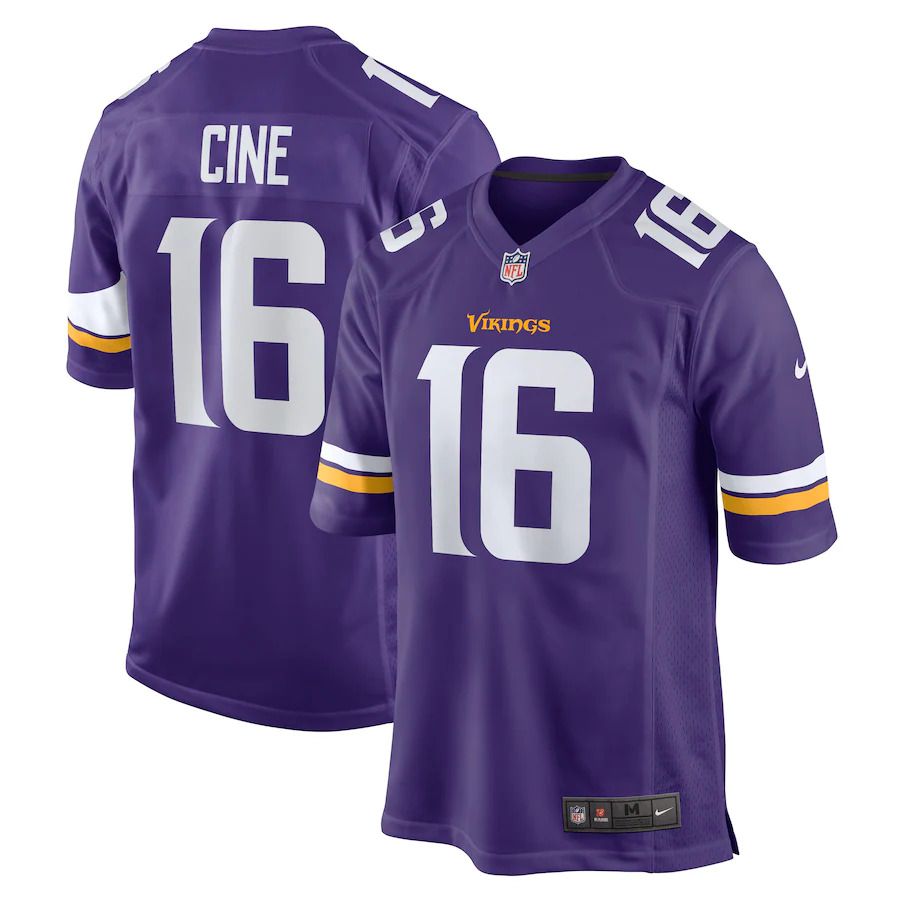 Men Minnesota Vikings 16 Lewis Cine Nike Purple 2022 NFL Draft First Round Pick Game Jersey